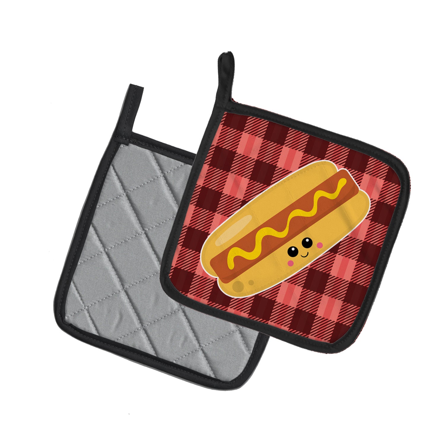 Caroline's Treasures Hot Dog Face Pot Holders - Set of 2 - Heat-Resistant Kitchen Essentials BB7045PTHD