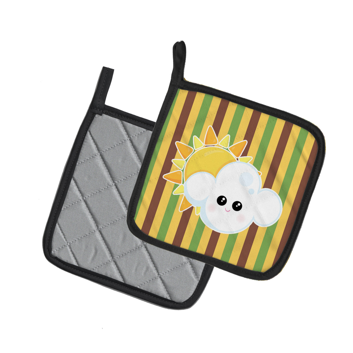 Caroline's Treasures Weather Partly Cloudy Face Pot Holders - Set of 2 - Heat-Resistant Kitchen Essentials BB7152PTHD