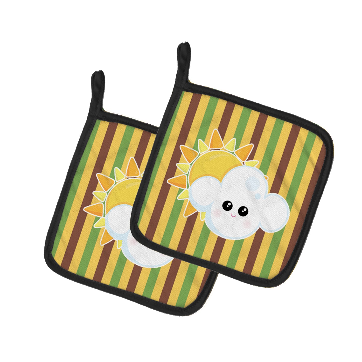 Caroline's Treasures Weather Partly Cloudy Face Pot Holders - Set of 2 - Heat-Resistant Kitchen Essentials BB7152PTHD
