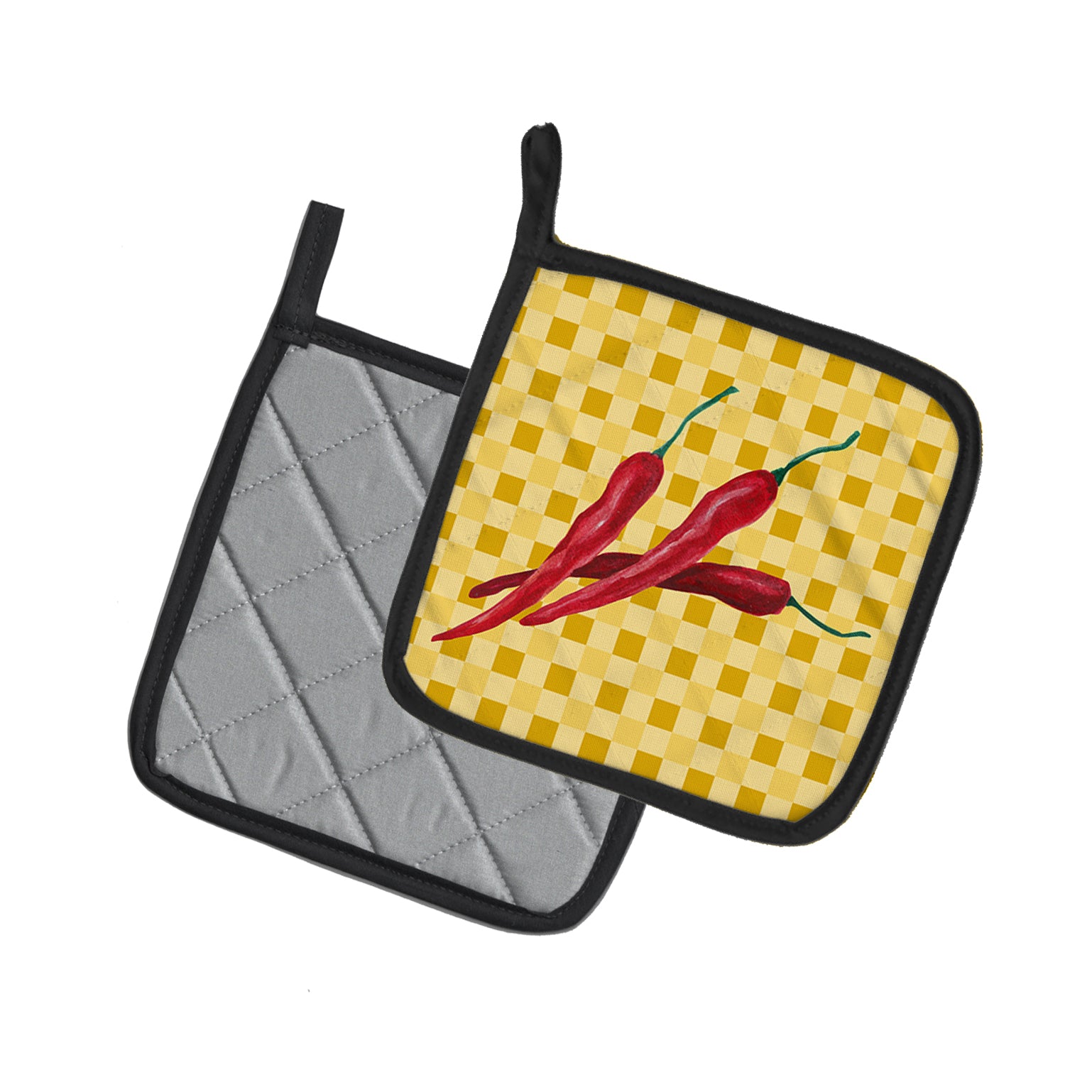 Caroline's Treasures Chili Peppers on Basketweave Pot Holders - Set of 2 - Heat-Resistant Kitchen Essentials BB7195PTHD