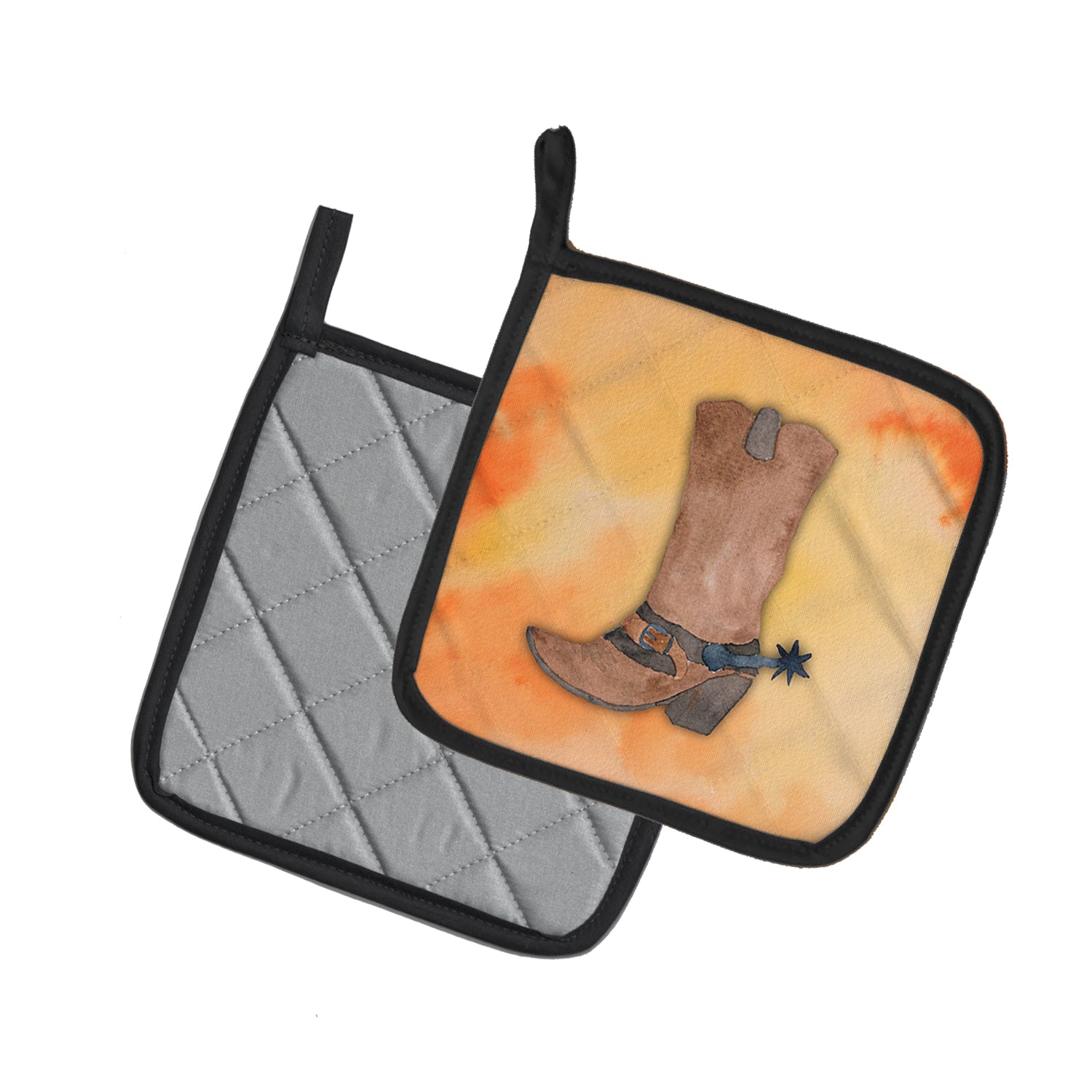 Caroline's Treasures Cowboy Boot Watercolor Pot Holders - Set of 2 - Heat-Resistant Kitchen Essentials BB7371PTHD