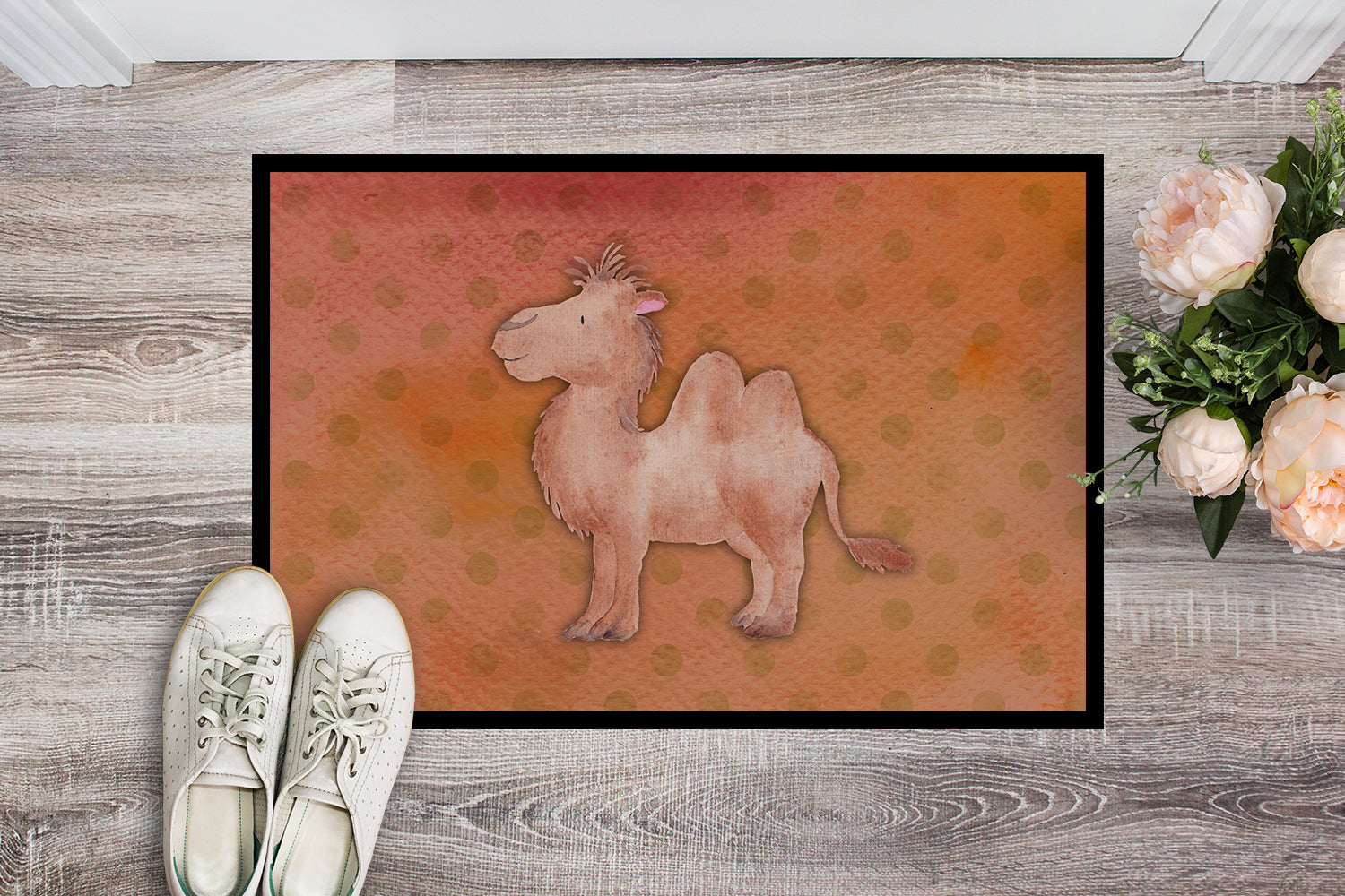 Caroline's Treasures Polkadot Camel Watercolor Doormat - 24x36 Decorative Floor Mat – Indoor/Outdoor Rug with Artistic Flair BB7393JMAT