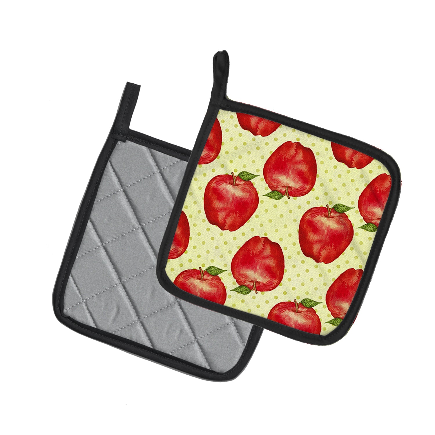 Caroline's Treasures Watercolor Apples and Polkadots Pot Holders - Set of 2 - Heat-Resistant Kitchen Essentials BB7516PTHD