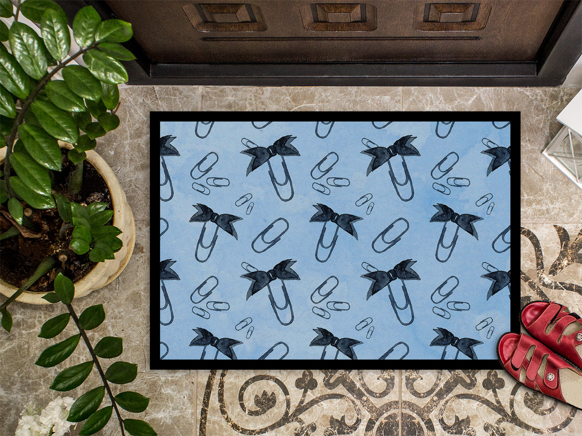 Caroline's Treasures Watercolor Paper Clips Blue Doormat - 24x36 Decorative Floor Mat – Indoor/Outdoor Rug with Artistic Flair BB7544JMAT