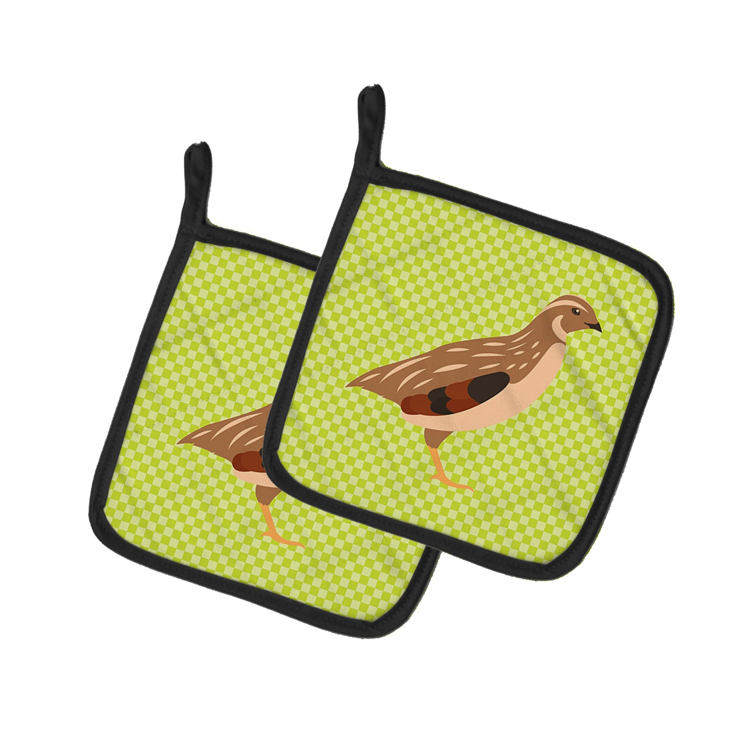 Caroline's Treasures Golden Phoenix Quail Green Pot Holders - Set of 2 - Heat-Resistant Kitchen Essentials BB7781PTHD