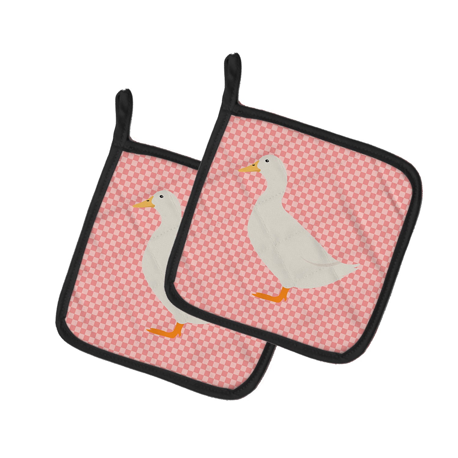 Caroline's Treasures American Pekin Duck Pink Check Pot Holders - Set of 2 - Heat-Resistant Kitchen Essentials BB7860PTHD