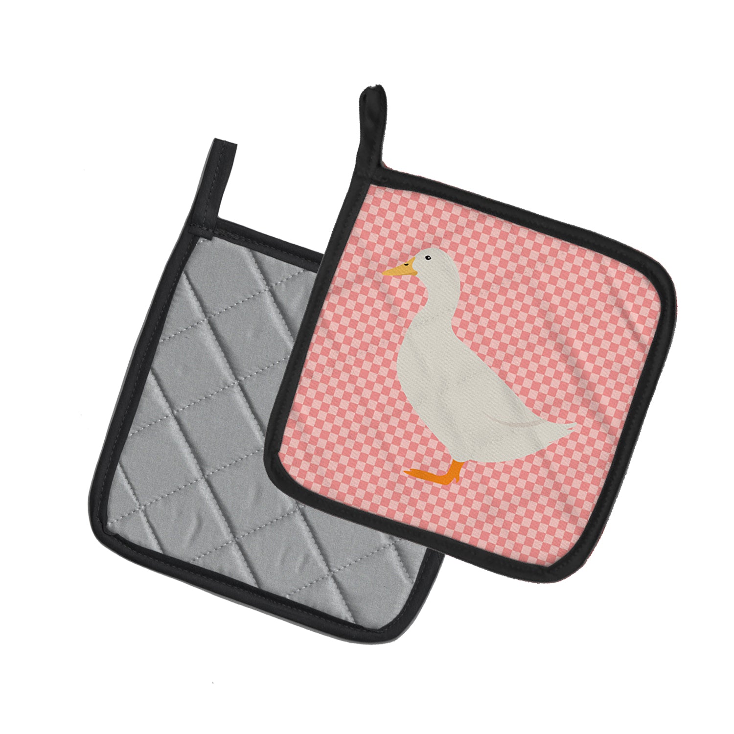 Caroline's Treasures American Pekin Duck Pink Check Pot Holders - Set of 2 - Heat-Resistant Kitchen Essentials BB7860PTHD
