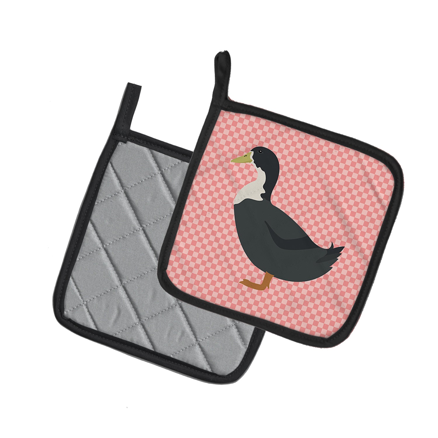 Caroline's Treasures Blue Swedish Duck Pink Check Pot Holders - Set of 2 - Heat-Resistant Kitchen Essentials BB7862PTHD