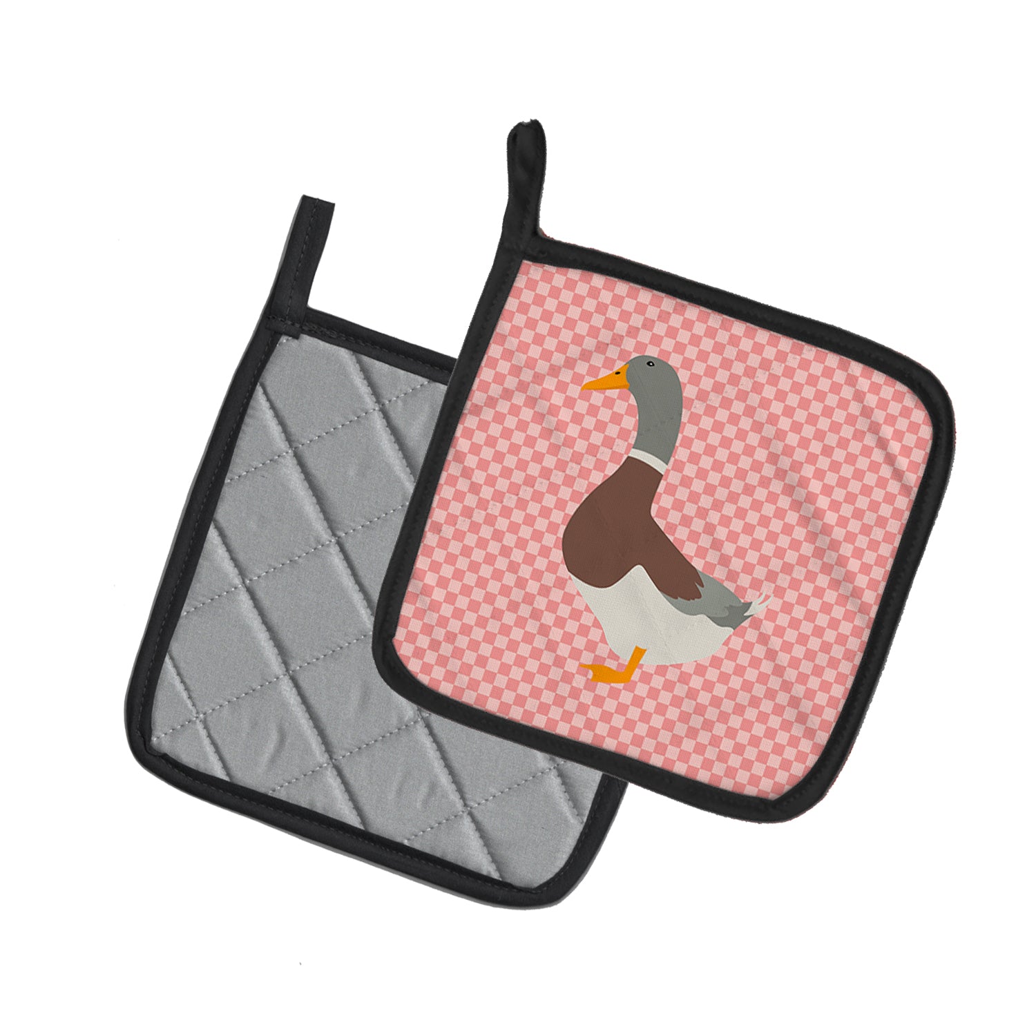 Caroline's Treasures Saxony Sachsenente Duck Pink Check Pot Holders - Set of 2 - Heat-Resistant Kitchen Essentials BB7863PTHD
