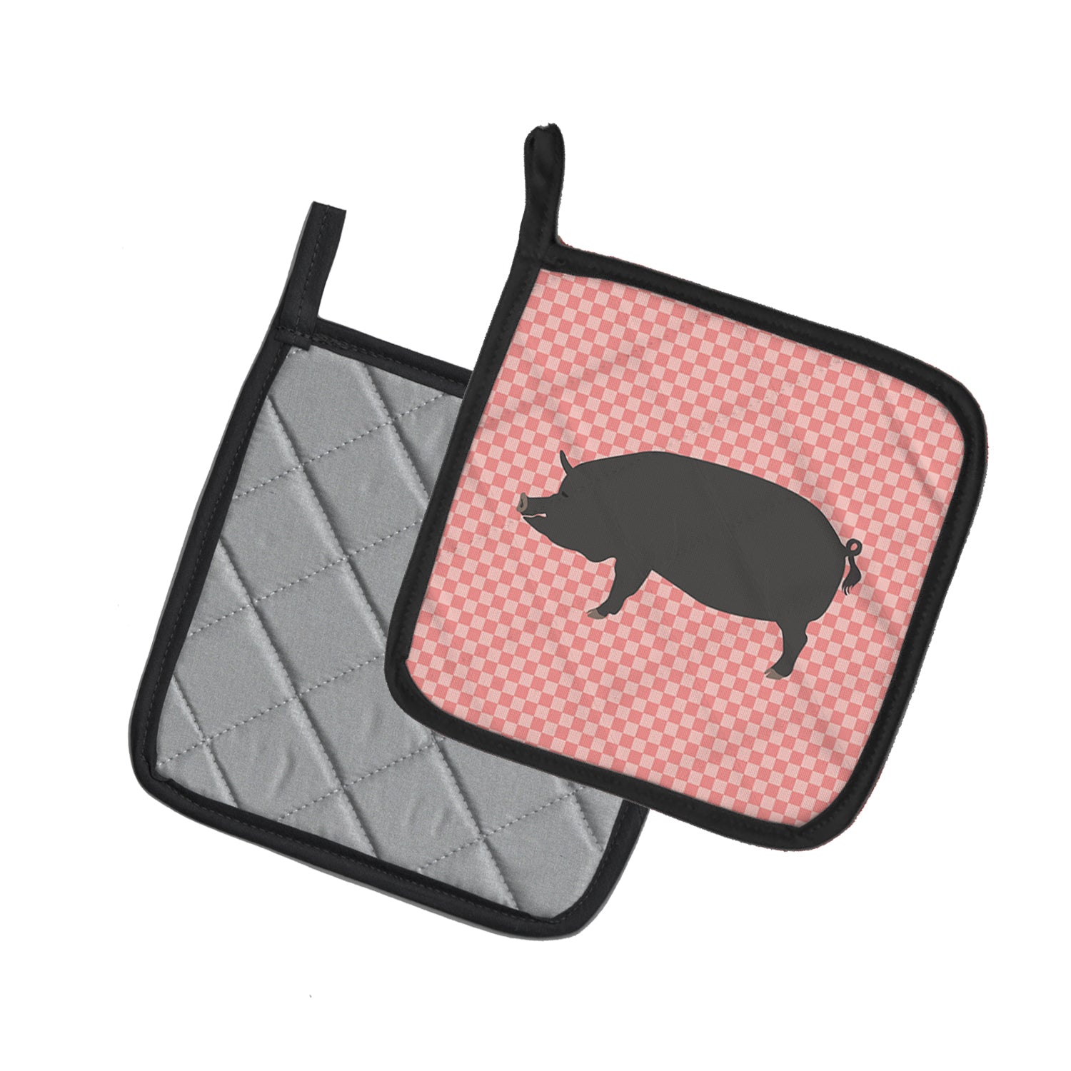 Caroline's Treasures Berkshire Pig Pink Check Pot Holders - Set of 2 - Heat-Resistant Kitchen Essentials BB7933PTHD