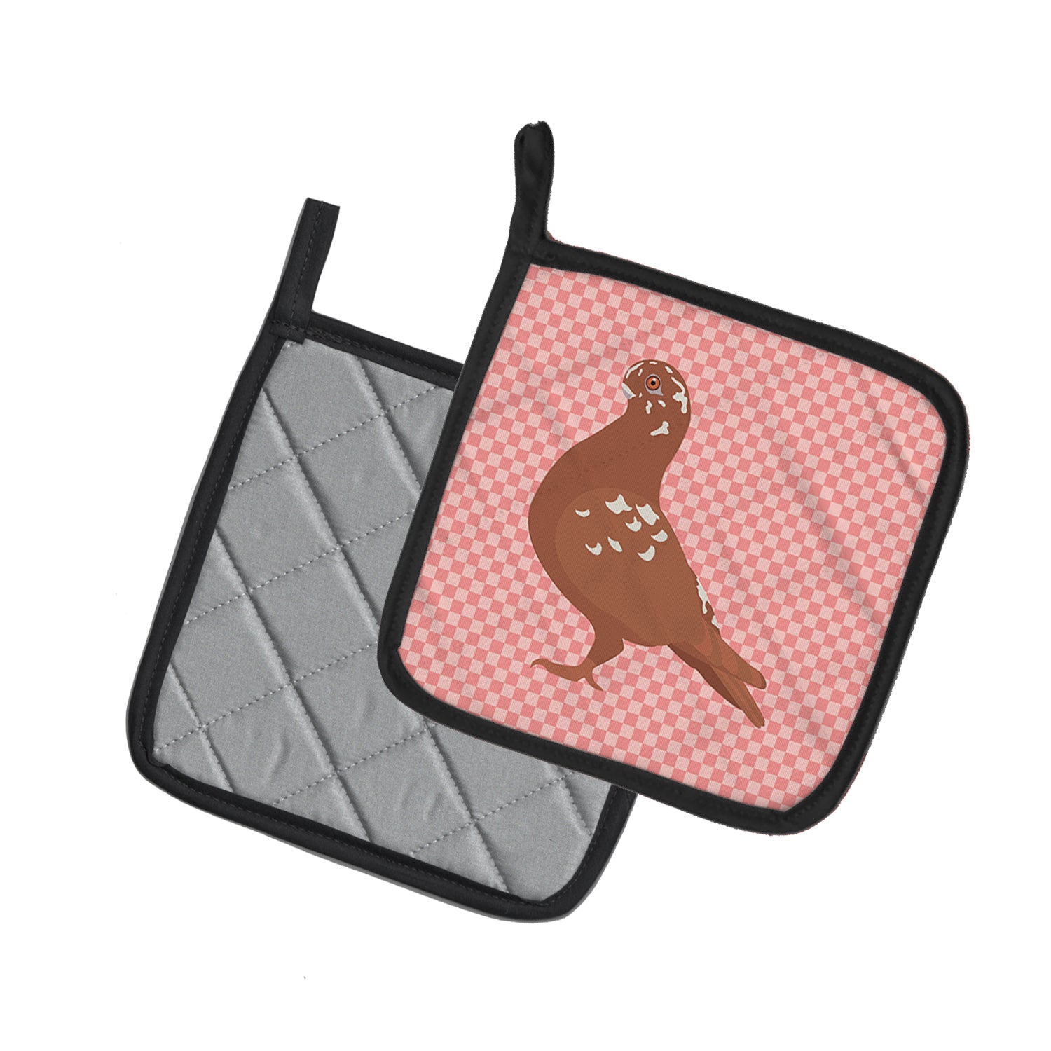 Caroline's Treasures African Owl Pigeon Pink Check Pot Holders - Set of 2 - Heat-Resistant Kitchen Essentials BB7953PTHD