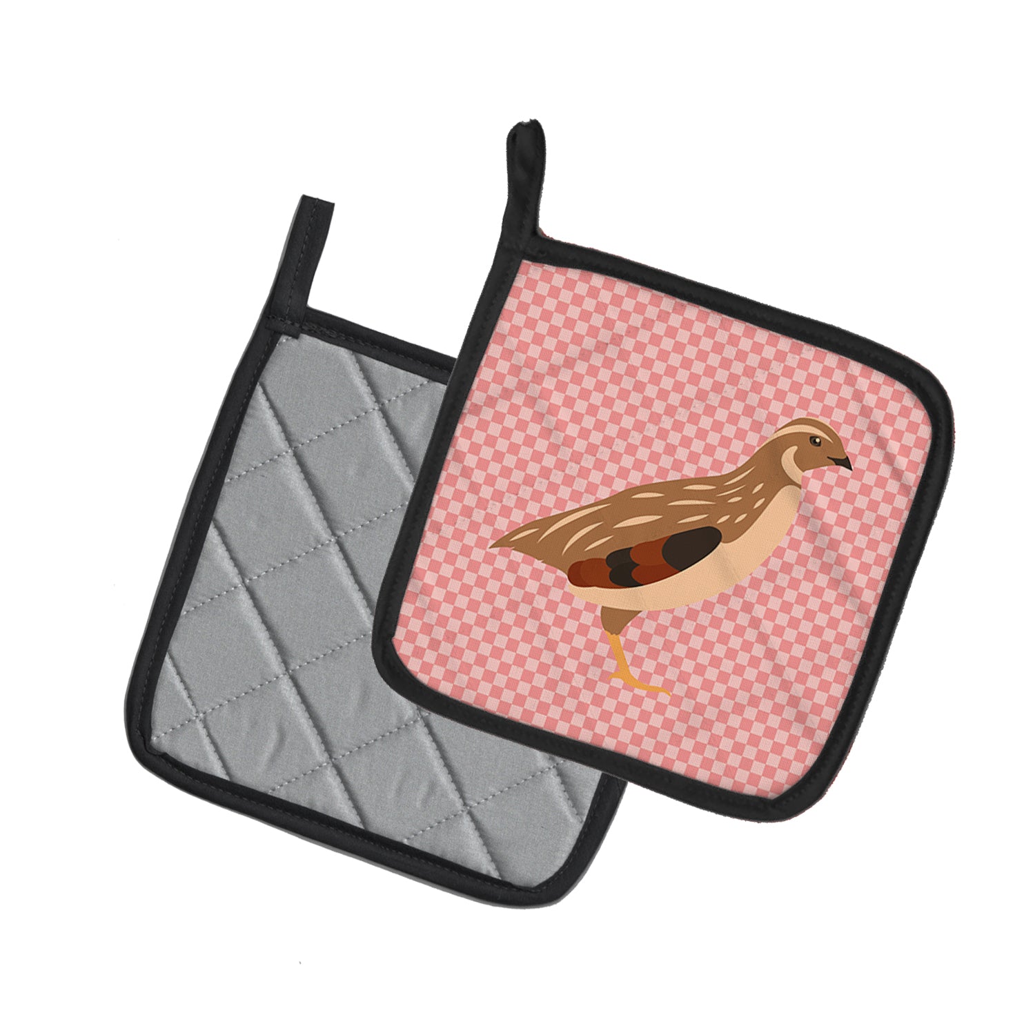 Caroline's Treasures Golden Phoenix Quail Pink Check Pot Holders - Set of 2 - Heat-Resistant Kitchen Essentials BB7955PTHD