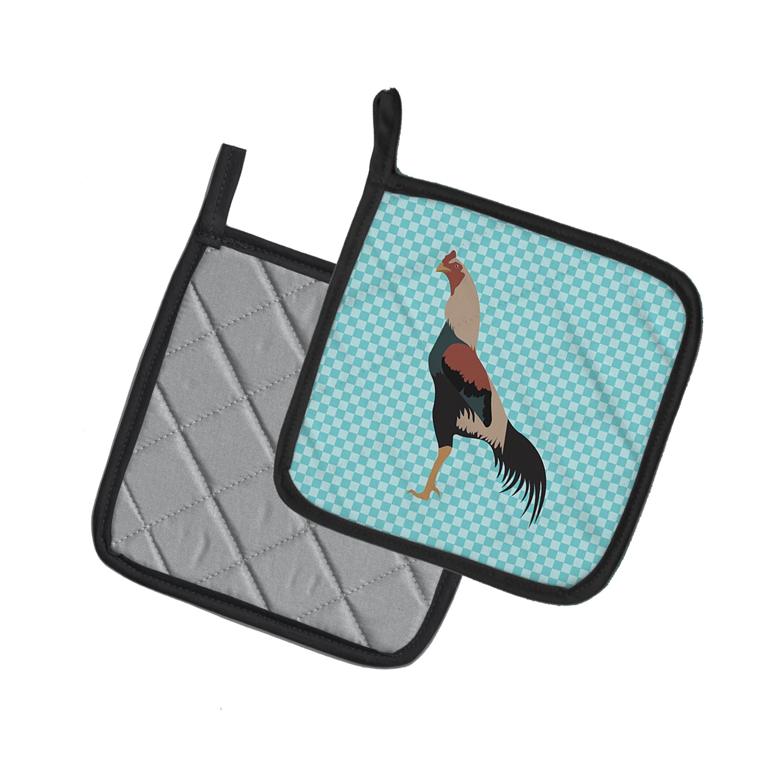 Caroline's Treasures Kulang Chicken Blue Check Pot Holders - Set of 2 - Heat-Resistant Kitchen Essentials BB8012PTHD