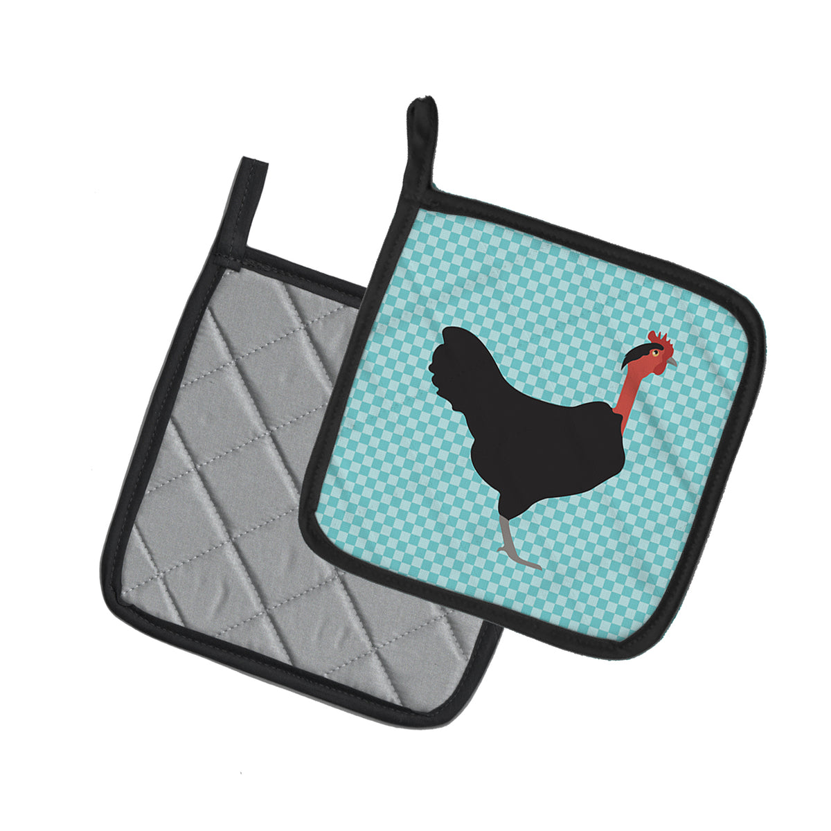 Caroline's Treasures Naked Neck Chicken Blue Check Pot Holders - Set of 2 - Heat-Resistant Kitchen Essentials BB8013PTHD