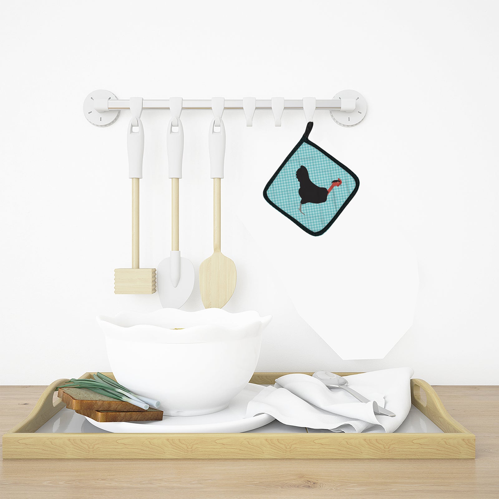 Caroline's Treasures Naked Neck Chicken Blue Check Pot Holders - Set of 2 - Heat-Resistant Kitchen Essentials BB8013PTHD