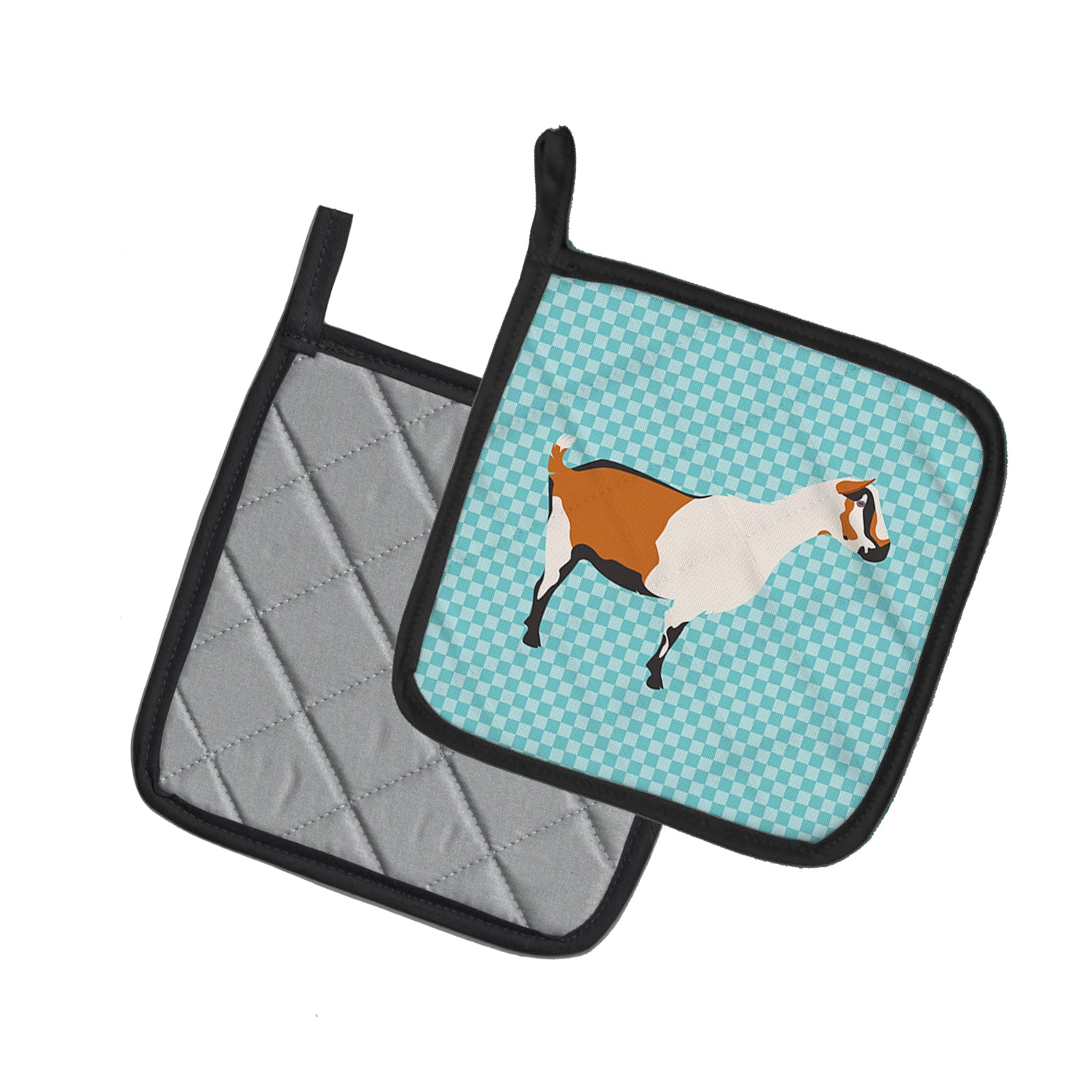 Caroline's Treasures Alpine Goat Blue Check Pot Holders - Set of 2 - Heat-Resistant Kitchen Essentials