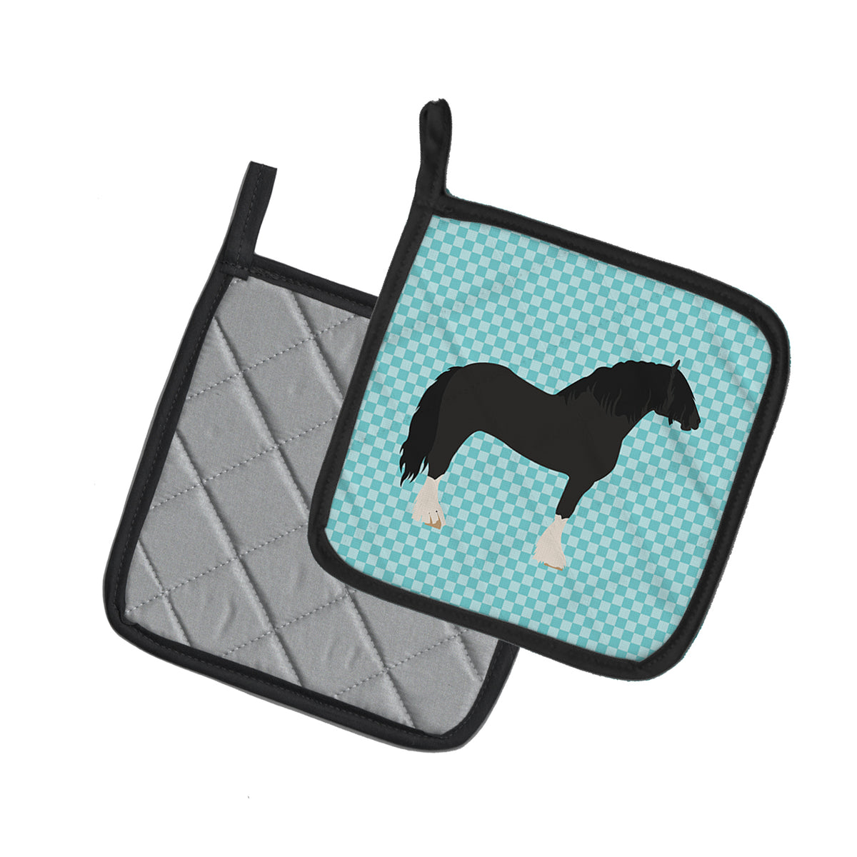 Caroline's Treasures Pomeranian Rogener Goose Blue Check Pot Holders - Set of 2 - Heat-Resistant Kitchen Essentials BB8078PTHD