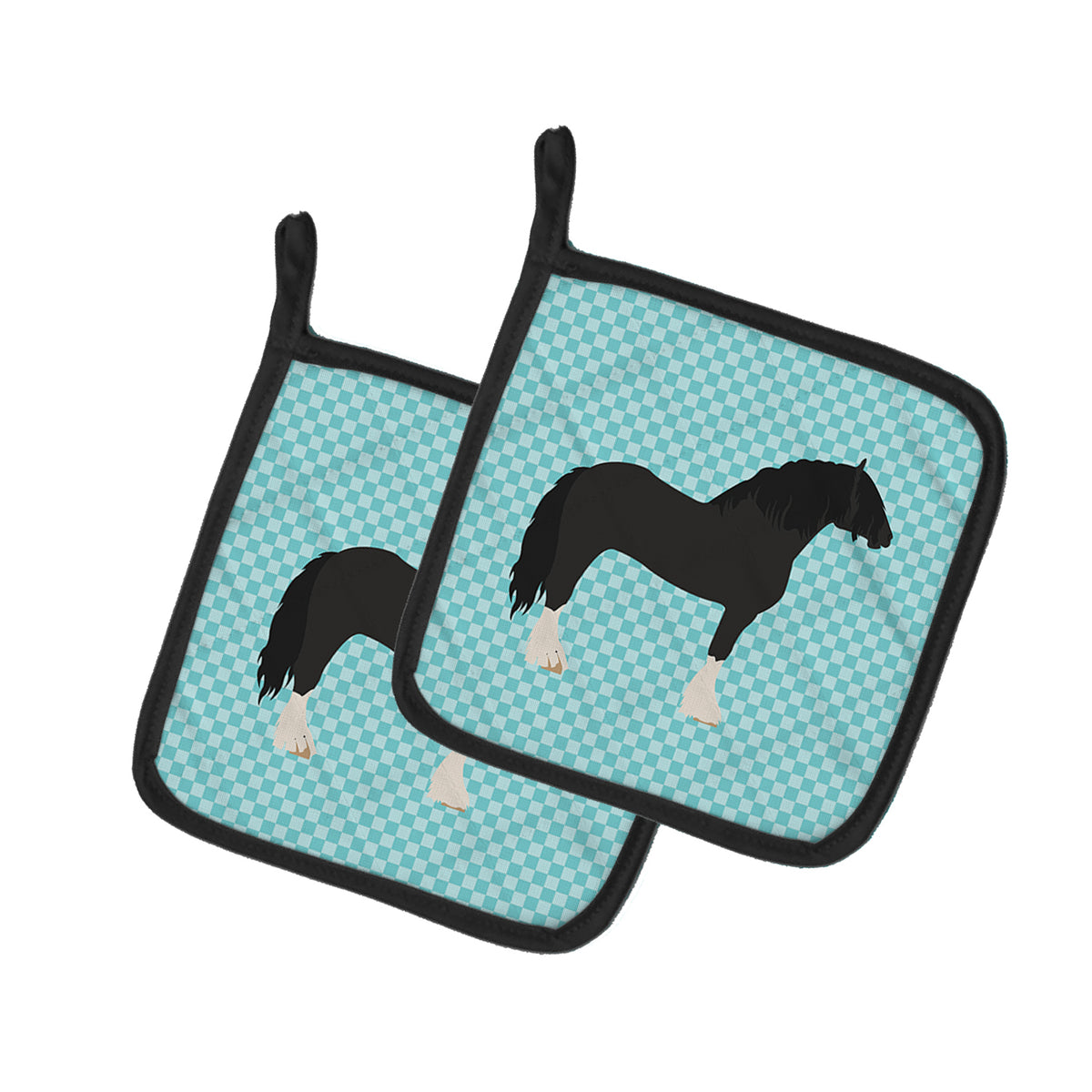 Caroline's Treasures Pomeranian Rogener Goose Blue Check Pot Holders - Set of 2 - Heat-Resistant Kitchen Essentials BB8078PTHD