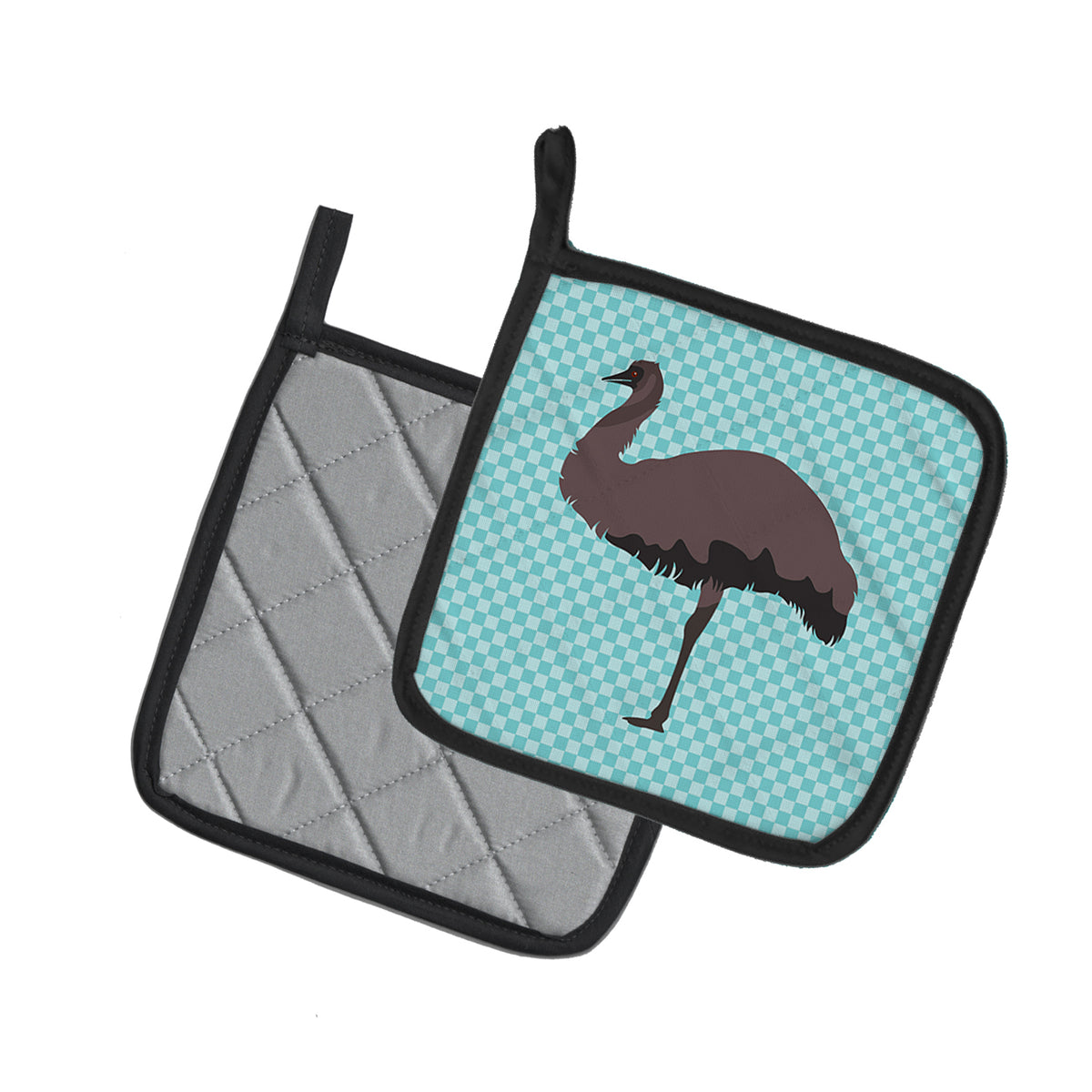 Caroline's Treasures Emu Blue Check Pot Holders - Set of 2 - Heat-Resistant Kitchen Essentials BB8096PTHD