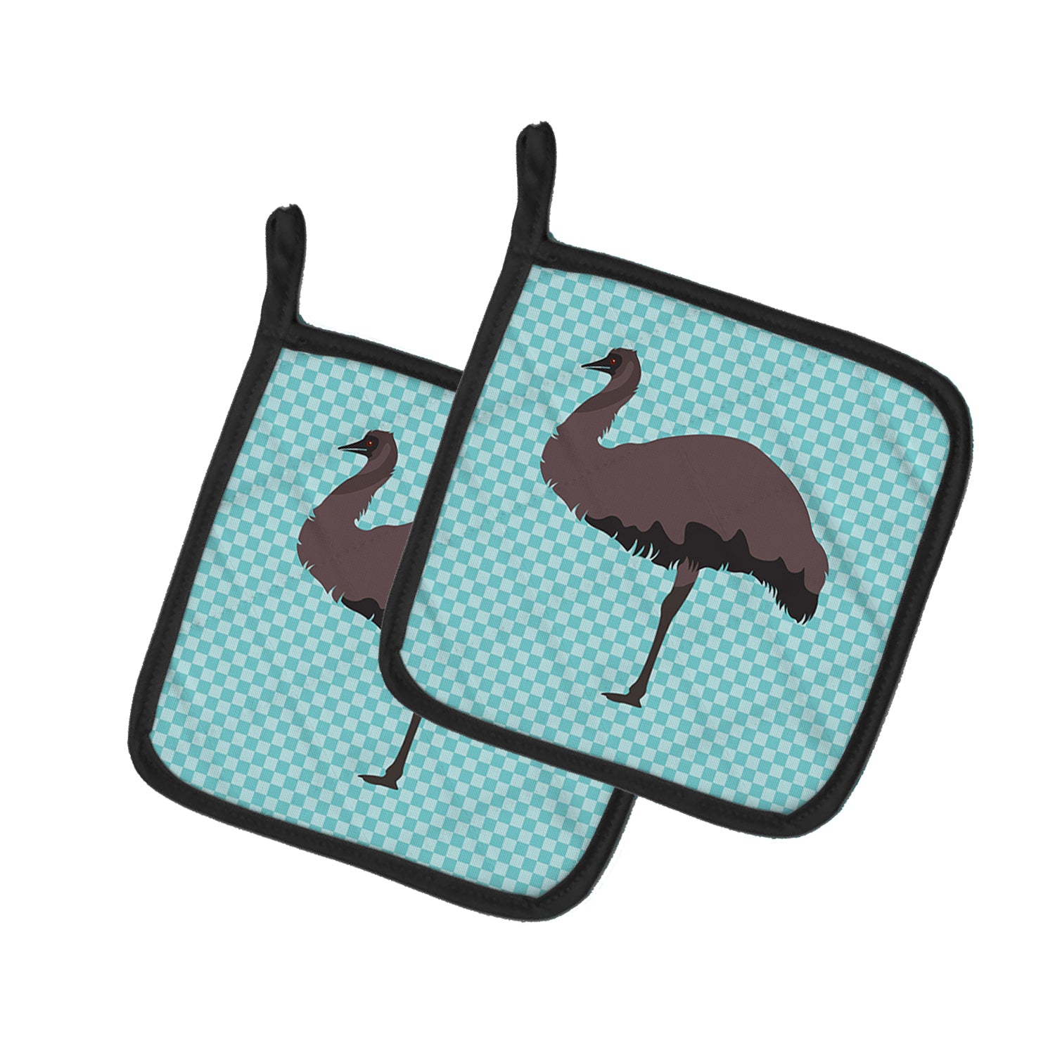 Caroline's Treasures Emu Blue Check Pot Holders - Set of 2 - Heat-Resistant Kitchen Essentials BB8096PTHD