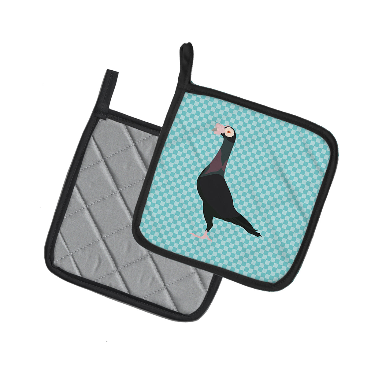 Caroline's Treasures English Carrier Pigeon Blue Check Pot Holders - Set of 2 - Heat-Resistant Kitchen Essentials BB8119PTHD