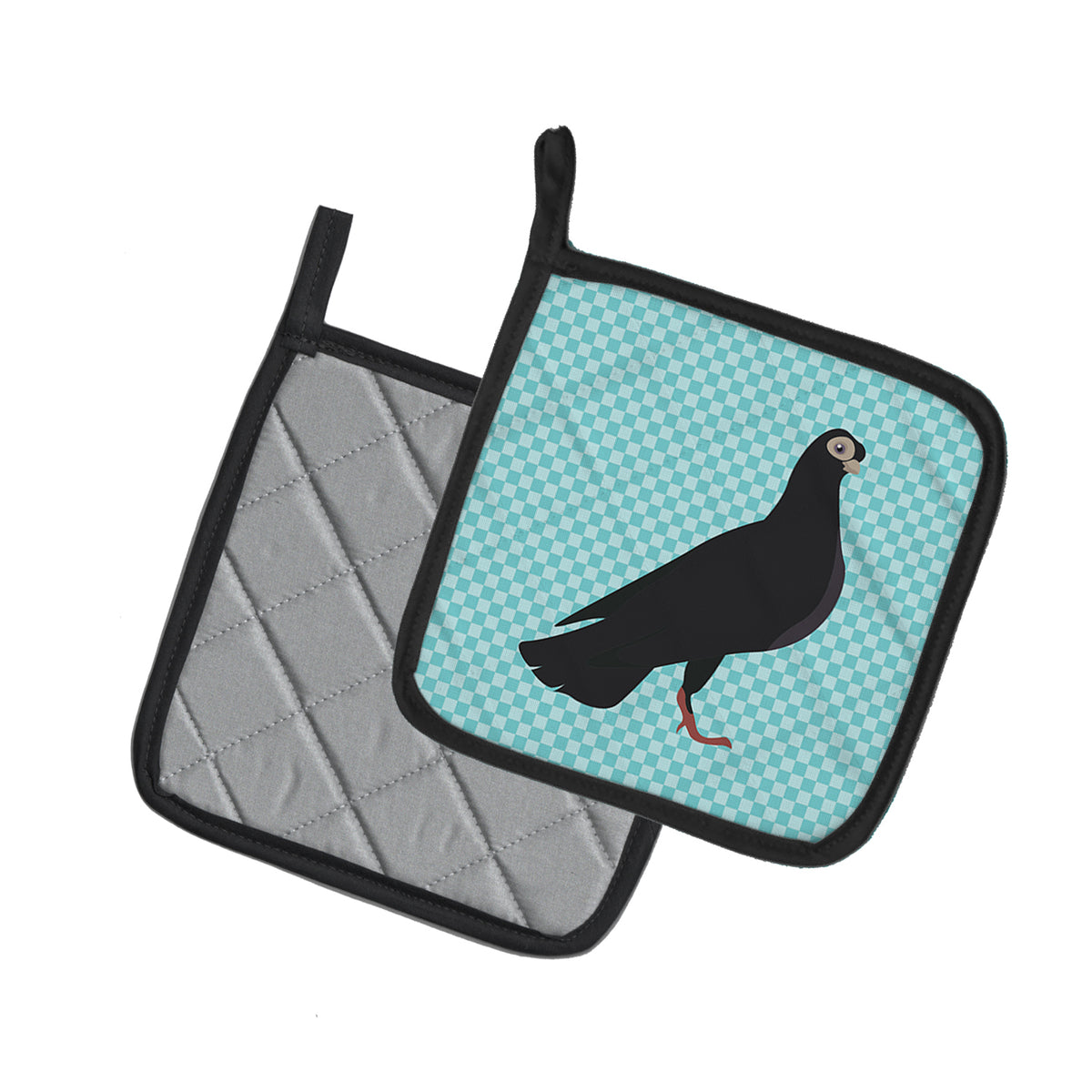 Caroline's Treasures Budapest Highflyer Pigeon Blue Check Pot Holders - Set of 2 - Heat-Resistant Kitchen Essentials BB8121PTHD
