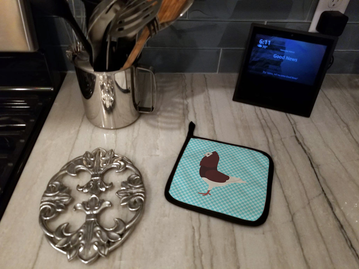 Caroline's Treasures Capuchin Red Pigeon Blue Check Pot Holders - Set of 2 - Heat-Resistant Kitchen Essentials BB8122PTHD