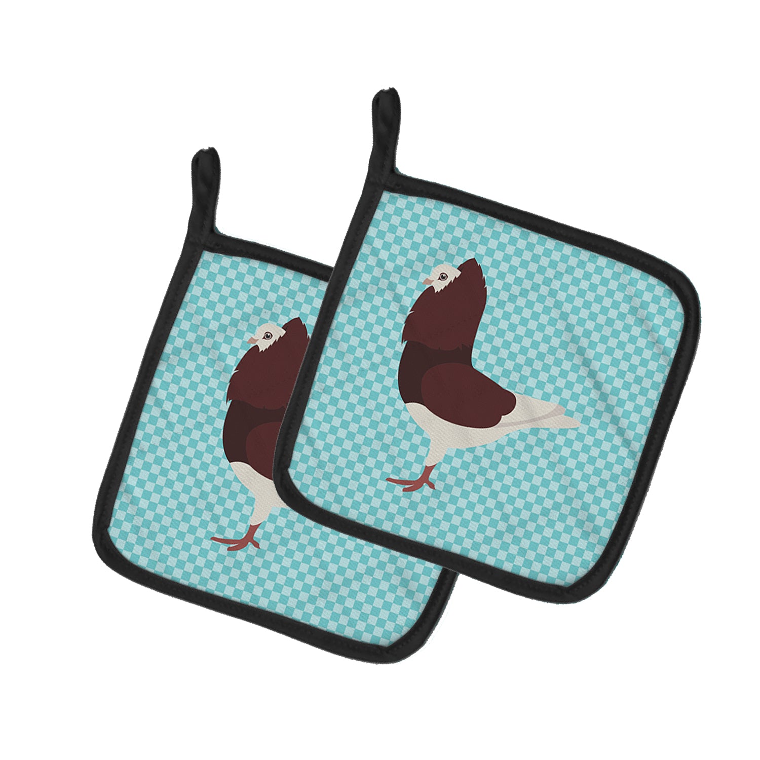 Caroline's Treasures Capuchin Red Pigeon Blue Check Pot Holders - Set of 2 - Heat-Resistant Kitchen Essentials BB8122PTHD