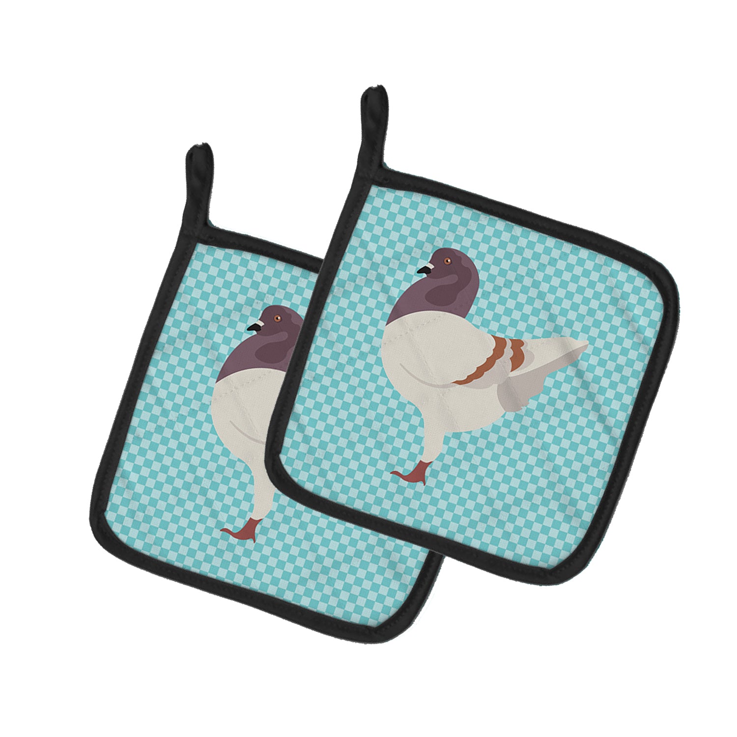 Caroline's Treasures German Modena Pigeon Blue Check Pot Holders - Set of 2 - Heat-Resistant Kitchen Essentials BB8123PTHD