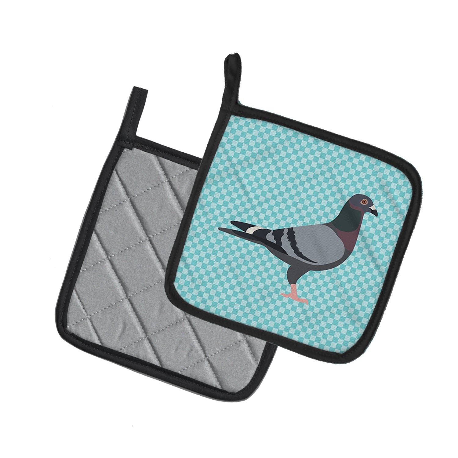 Caroline's Treasures Racing Pigeon Blue Check Pot Holders - Set of 2 - Heat-Resistant Kitchen Essentials BB8125PTHD