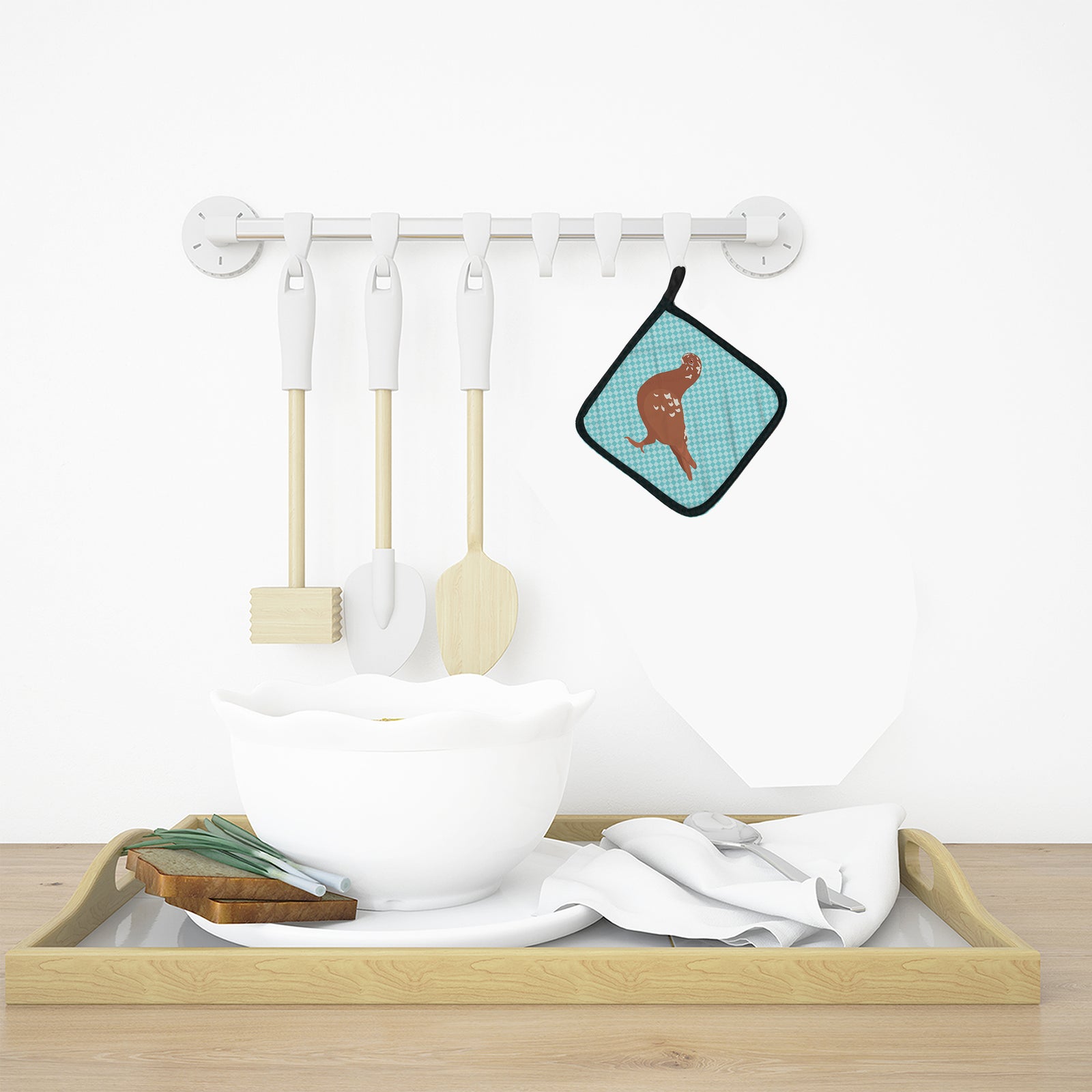 Caroline's Treasures African Owl Pigeon Blue Check Pot Holders - Set of 2 - Heat-Resistant Kitchen Essentials BB8127PTHD