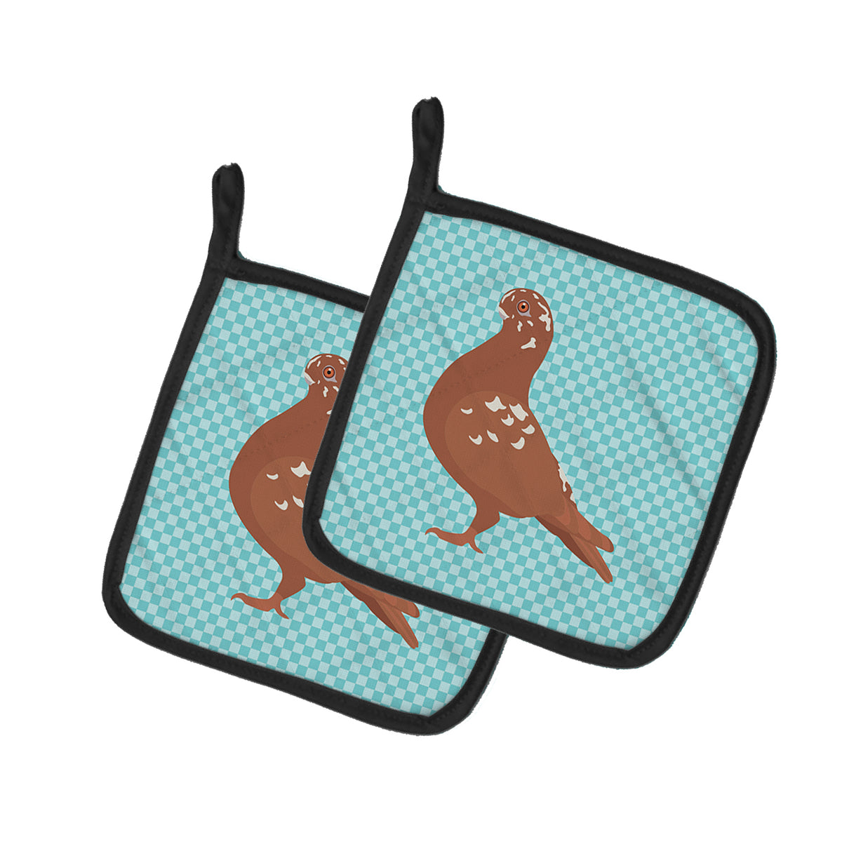 Caroline's Treasures African Owl Pigeon Blue Check Pot Holders - Set of 2 - Heat-Resistant Kitchen Essentials BB8127PTHD