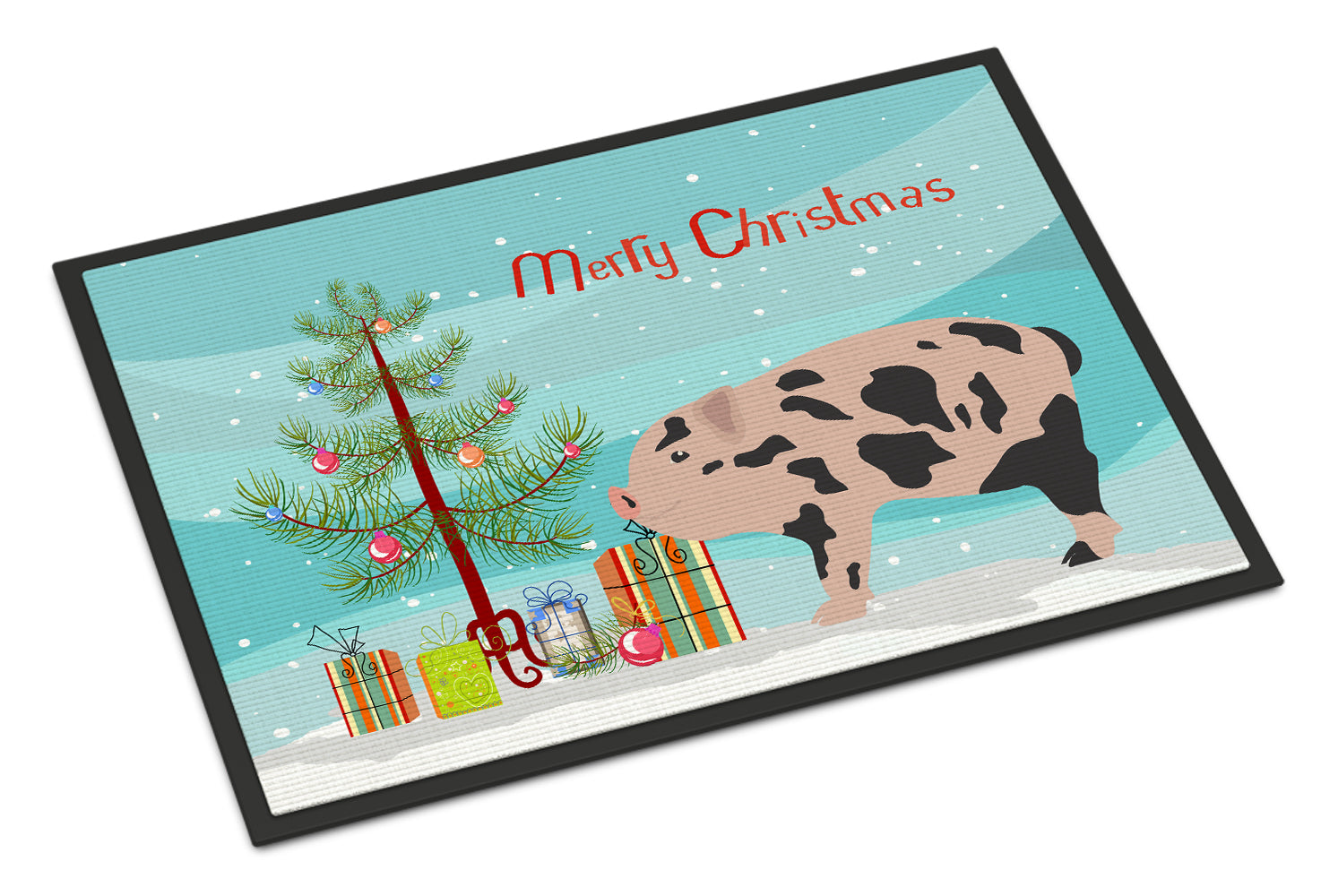 Caroline's Treasures Mini Miniature Pig Christmas Doormat - 24x36 Decorative Floor Mat – Indoor/Outdoor Rug with Artistic Flair BB9302JMAT
