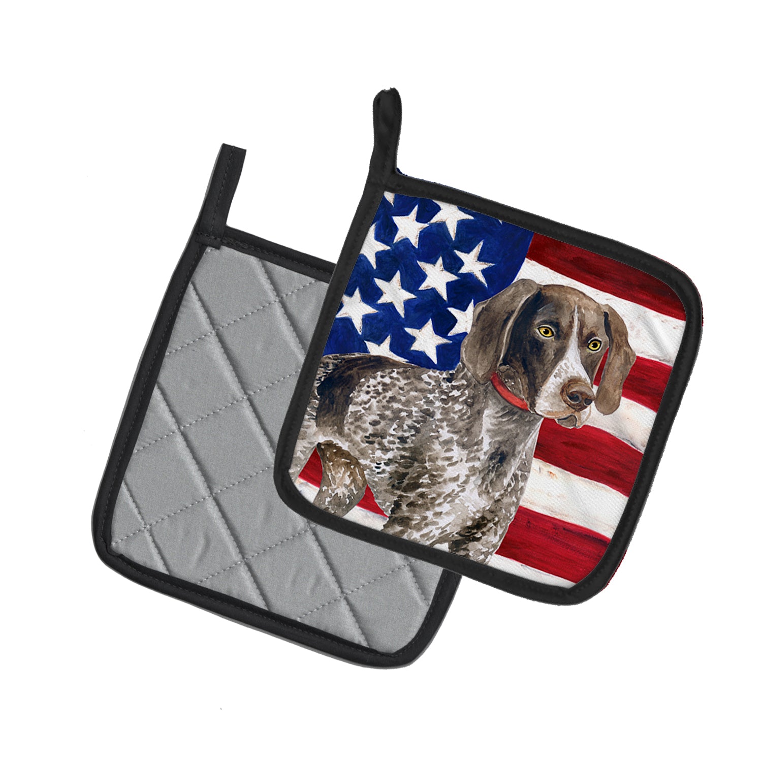 Caroline's Treasures German Shorthaired Pointer Patriotic Pot Holders - Set of 2 - Heat-Resistant Kitchen Essentials BB9641PTHD