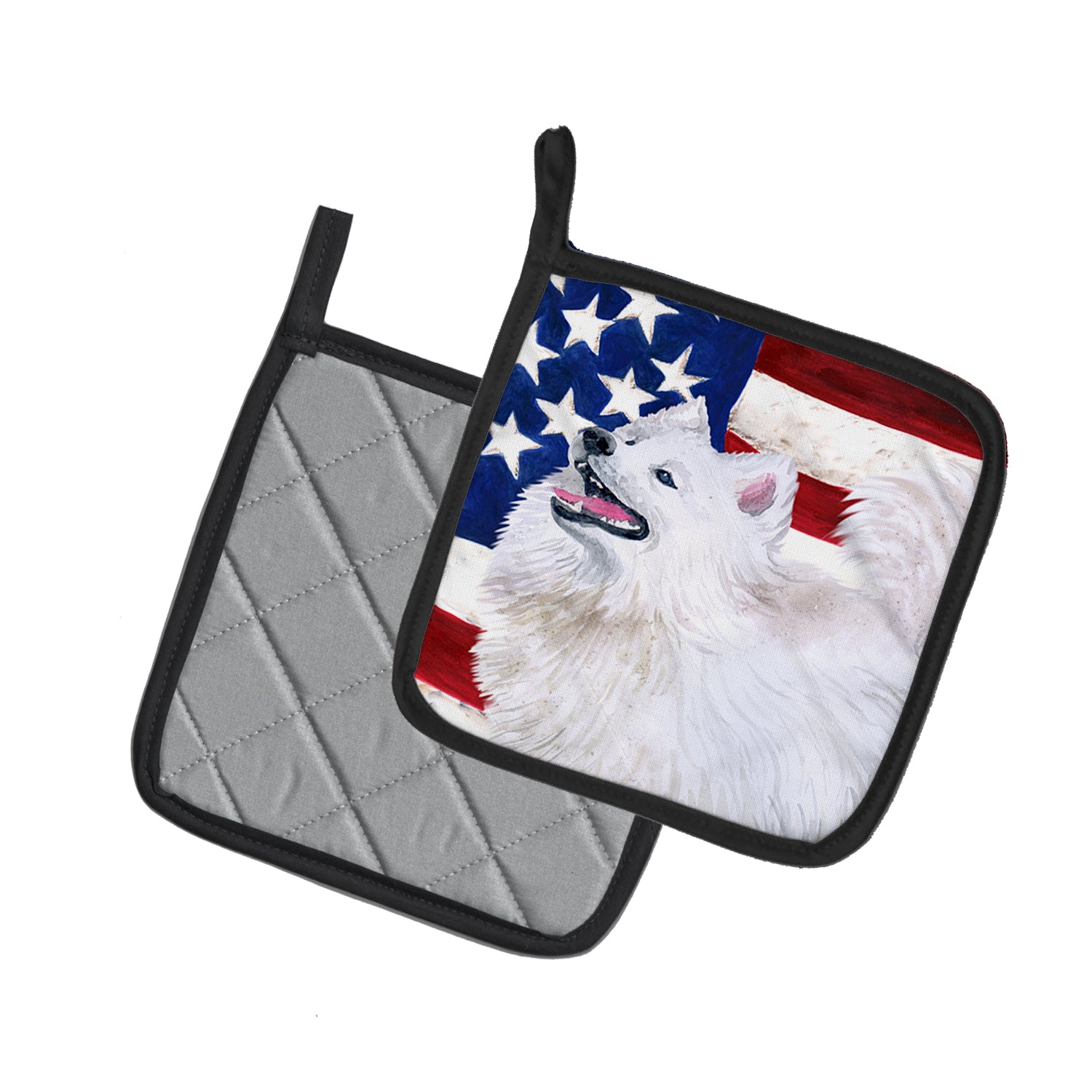 Caroline's Treasures Samoyed Patriotic Pot Holders - Set of 2 - Heat-Resistant Kitchen Essentials BB9691PTHD