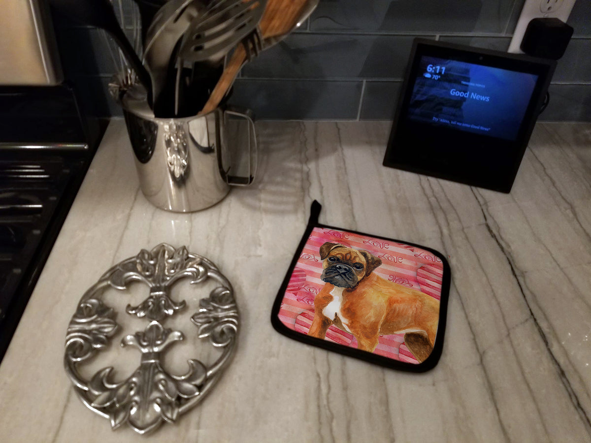 Caroline's Treasures German Boxer Love Pot Holders - Set of 2 - Heat-Resistant Kitchen Essentials BB9727PTHD