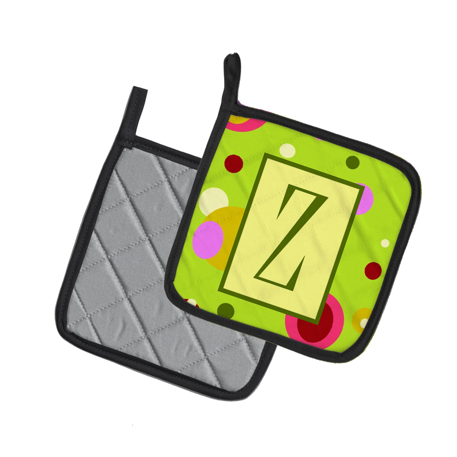 Caroline's Treasures Letter Z Monogram - Lime Green Pot Holders - Set of 2 - Heat-Resistant Kitchen Essentials CJ1010-ZPTHD