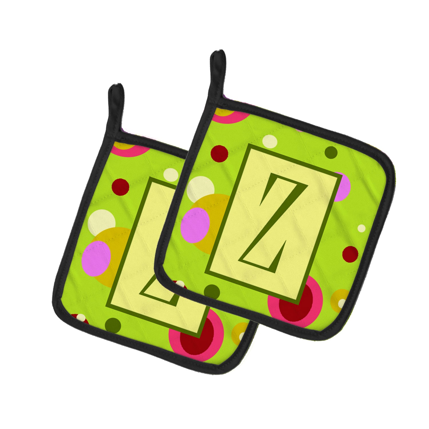 Caroline's Treasures Letter Z Monogram - Lime Green Pot Holders - Set of 2 - Heat-Resistant Kitchen Essentials CJ1010-ZPTHD