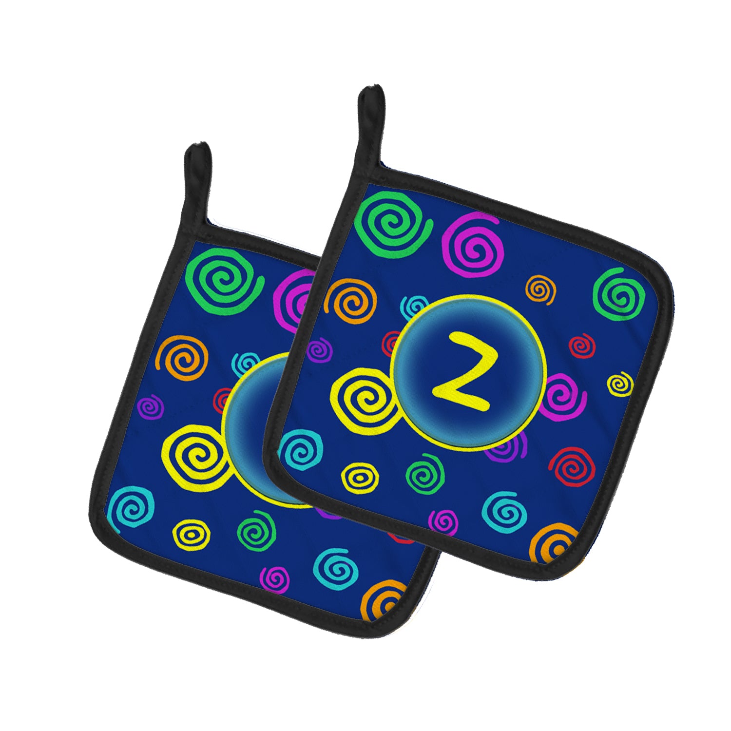 Caroline's Treasures Letter Z Initial Monogram - Blue Swirls Pot Holders - Set of 2 - Heat-Resistant Kitchen Essentials CJ1011-ZPTHD