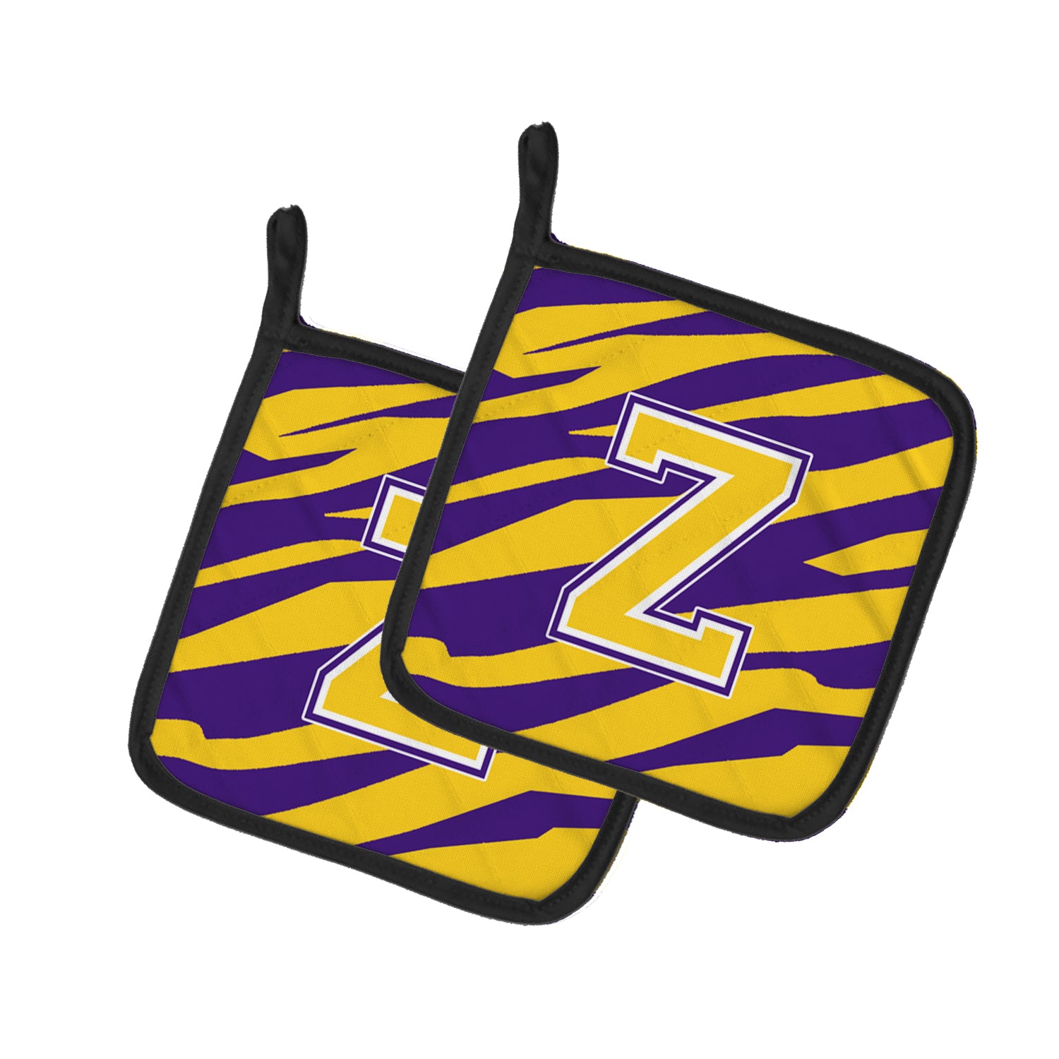 Caroline's Treasures Letter Z Monogram - Tiger Stripe - Purple Gold Pot Holders - Set of 2 - Heat-Resistant Kitchen Essentials CJ1022-ZPTHD
