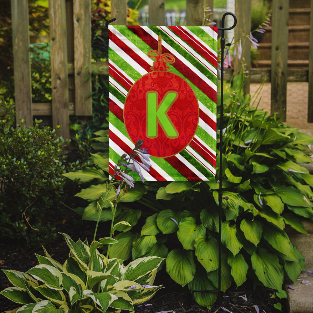 Caroline's Treasures Christmas Oranment Holiday Letter K Monogram Initial Garden Flag - Outdoor Decorative Yard Flag CJ1039