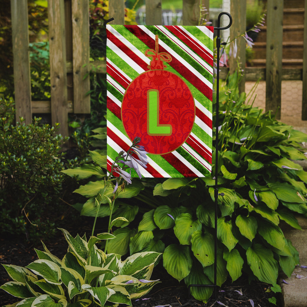 Caroline's Treasures Christmas Oranment Holiday Letter L Monogram Initial Garden Flag - Outdoor Decorative Yard Flag CJ1039