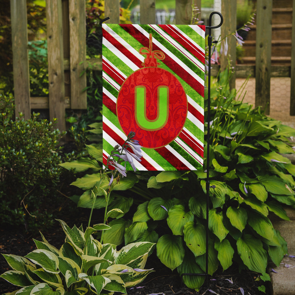 Caroline's Treasures Christmas Oranment Holiday Letter U Monogram Initial Garden Flag - Outdoor Decorative Yard Flag CJ1039