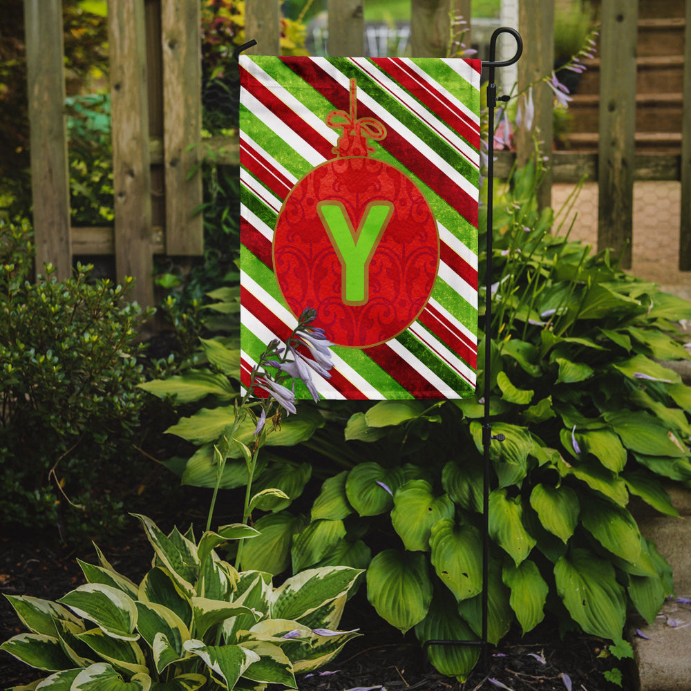 Caroline's Treasures Christmas Oranment Holiday Letter Y Monogram Initial Garden Flag - Outdoor Decorative Yard Flag CJ1039