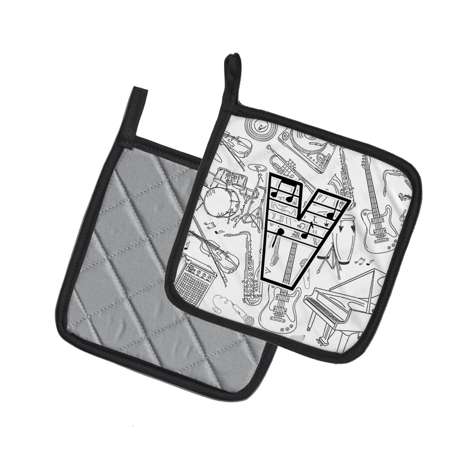 Caroline's Treasures Letter V Musical Note Letters Pot Holders - Set of 2 - Heat-Resistant Kitchen Essentials CJ2007-VPTHD