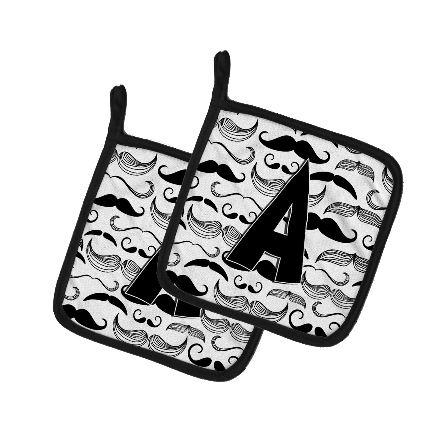 Caroline's Treasures Letter A Moustache Initial Pot Holders - Set of 2 - Heat-Resistant Kitchen Essentials CJ2009-APTHD