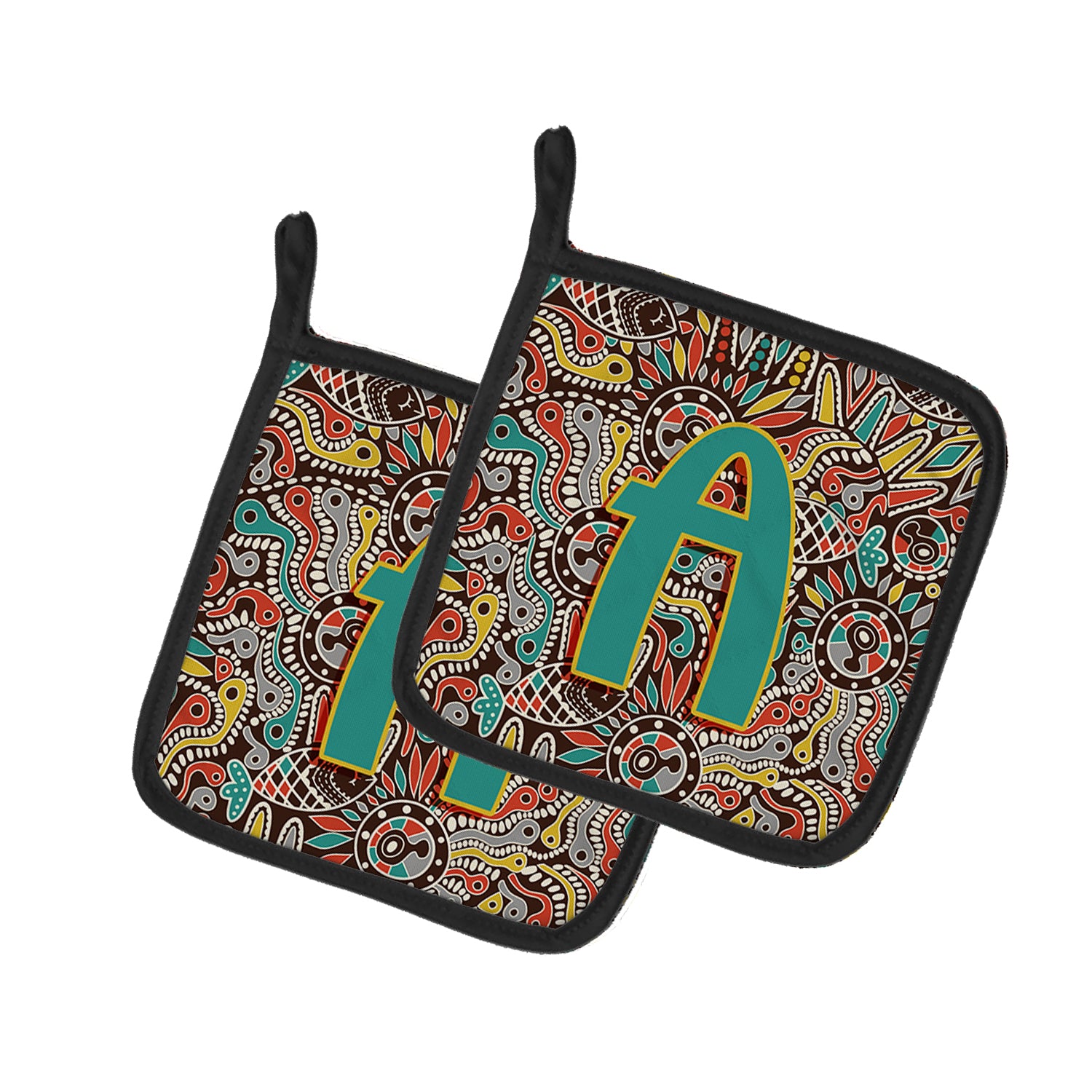 Caroline's Treasures Letter A Retro Tribal Alphabet Initial Pot Holders - Set of 2 - Heat-Resistant Kitchen Essentials CJ2013-APTHD