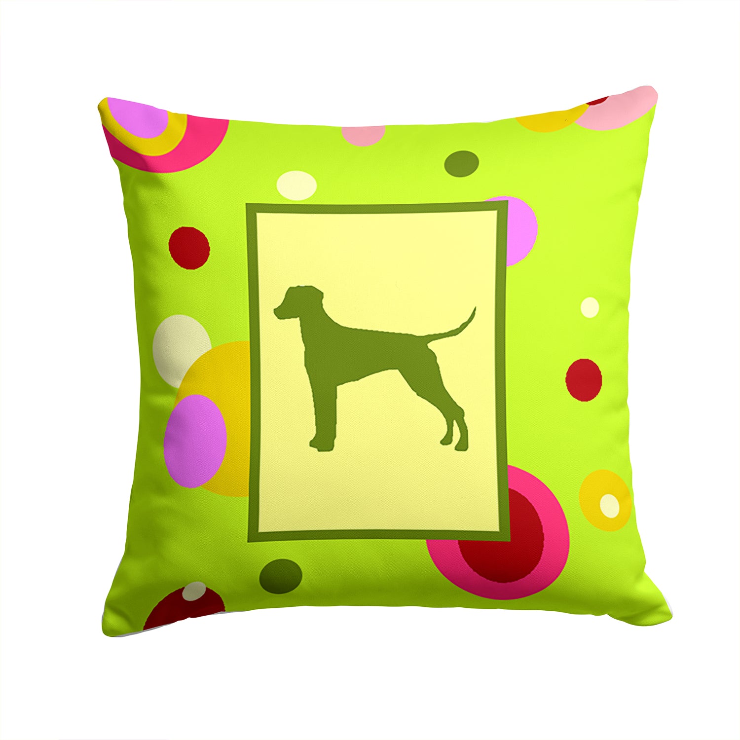 Caroline's Treasures Lime Green Dots Dalmatian Throw Pillow - 14x14 Decorative Pillow – Art for Your Home & Patio CK1127PW1414