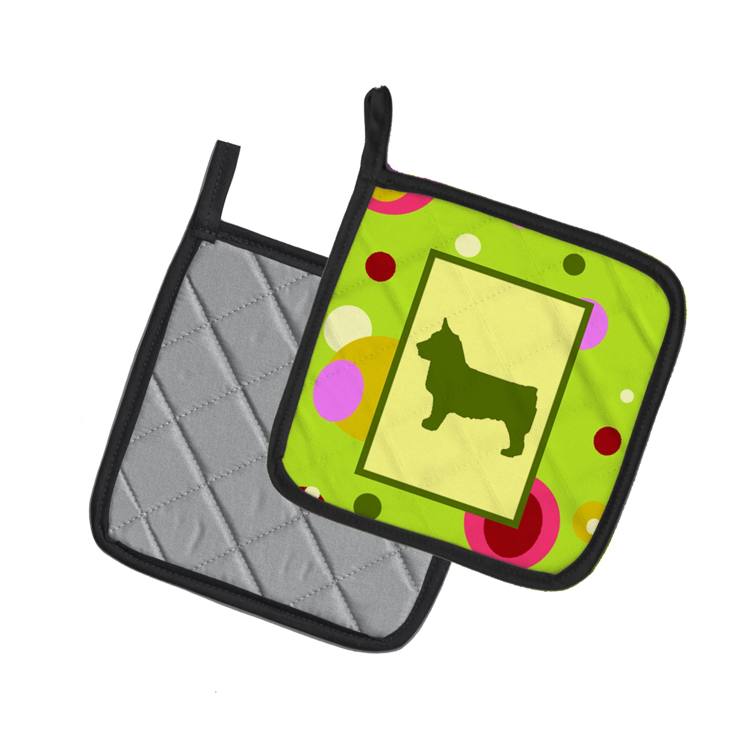 Caroline's Treasures Lime Green Dots Swedish Vallhund Pot Holders - Set of 2 - Heat-Resistant Kitchen Essentials CK1151PTHD