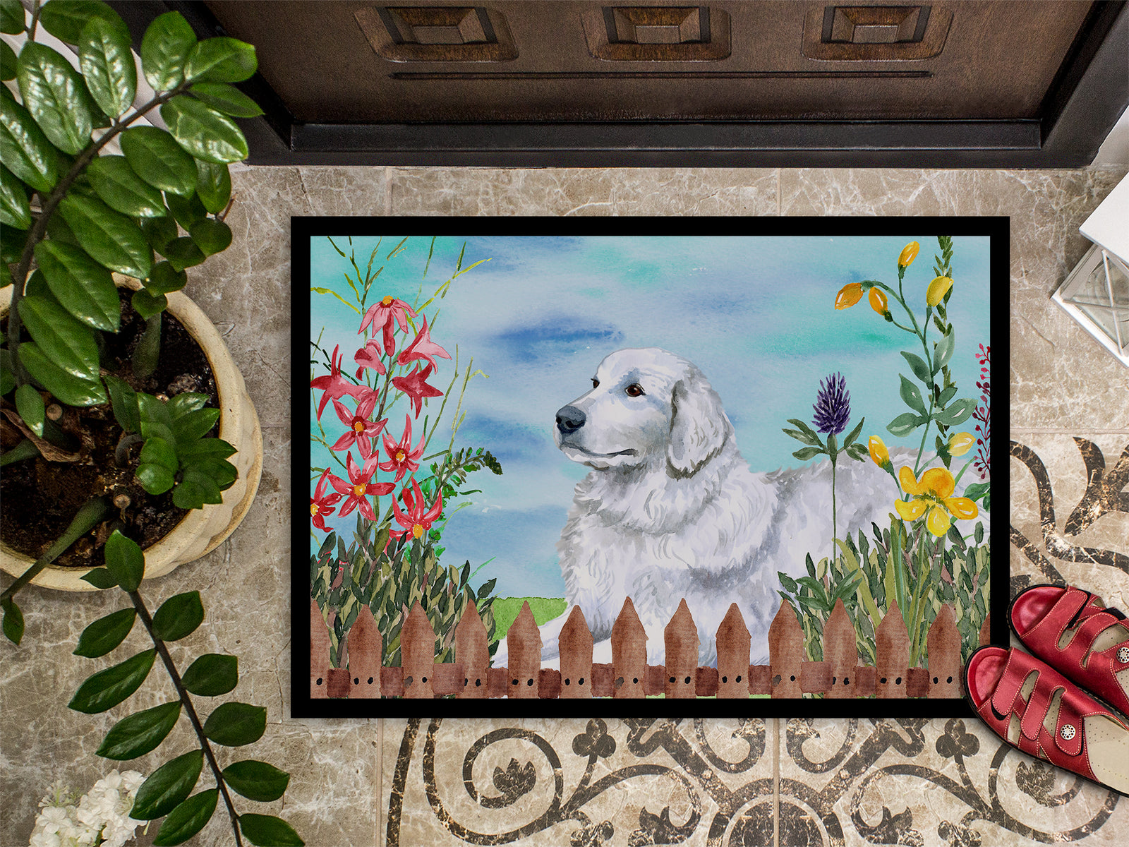 Caroline's Treasures Maremma Sheepdog Spring Doormat - 24x36 Decorative Floor Mat – Indoor/Outdoor Rug with Artistic Flair CK1237JMAT